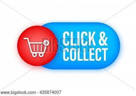 Click And Collect Banner. Flat Style. Website Vector Icon. Vector Stock Illustration