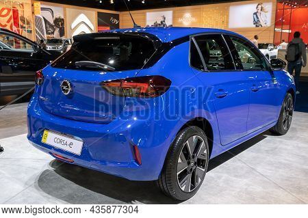 Opel Corsa-e New Electric Car Model Shown At The Autosalon 2020 Motor Show. Brussels, Belgium - Janu