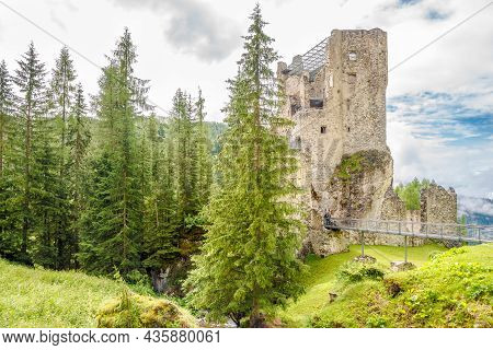 View At The Ruins Of Andraz Castel In South Tyrol Dolomites - Italy