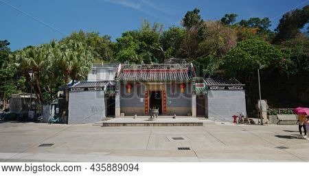 Cheung Chau, Hong Kong 27 May 2021: Chinese style temple on Cheung Chau