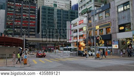 Kwun Tong, Hong Kong 27 May 2021: Hong Kong residential district at evening time