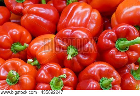 Photo Of Red Peppers In The Store.