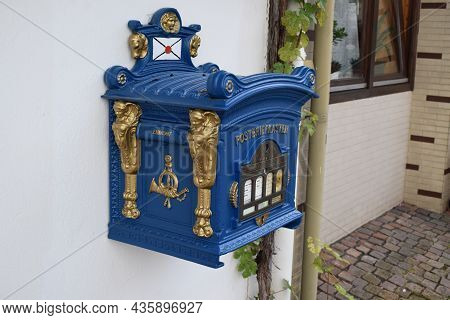Treis-karden, Germany - 09 21 2021: Classic Mailbox In 19th Century Style For Tourist Area Of A Wine