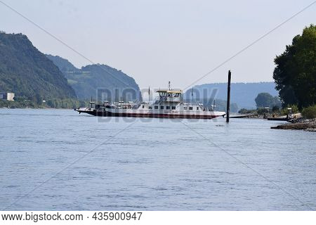 Bad Breisig, Gemany - 09 22 2021: Rhien Ferry Bad Breisig