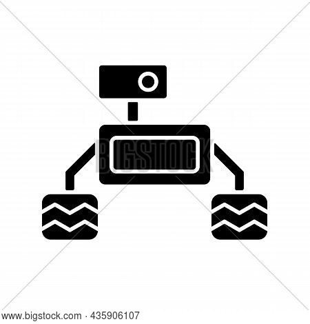 Space Exploration Robot Black Glyph Icon. Collecting Sample For Examination. Robotic Vehicle. Perfor