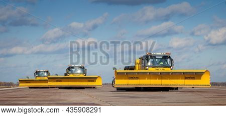 Kyiv, Ukraine - October 29, 2019: Boschung Jetbroom 9600 Snow Removal. Multifunctional Dump Truck Cl