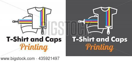 Abstract Creative Modern Colored Vector Logo Template Of T-shirt And Cap Printing. For Typography, P