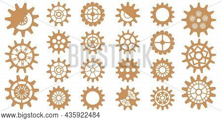 Steampunk Gear Set. Vintage Cogwheels And Gears