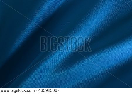 Dark Blue Fabric Cloth Texture For Background And Design Art Work, Beautiful Crumpled Pattern Of Sil