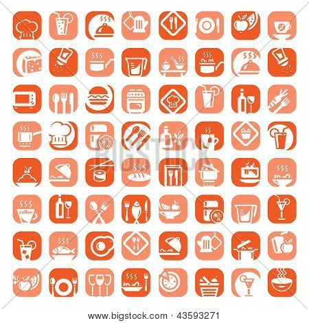 sistema de iconos de cocina de color grande