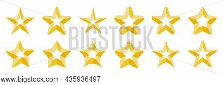 Stars Rating Golden Yellow Icon Flat Set. Product Rating Classic Icon. Quality Symbol Premium Custom