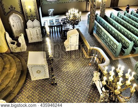 Bima, An Elevation, Usually In The Center Of The Synagogue, Where There Is A Special Table For Publi