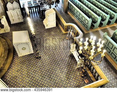 Bima, An Elevation, Usually In The Center Of The Synagogue, Where There Is A Special Table For Publi