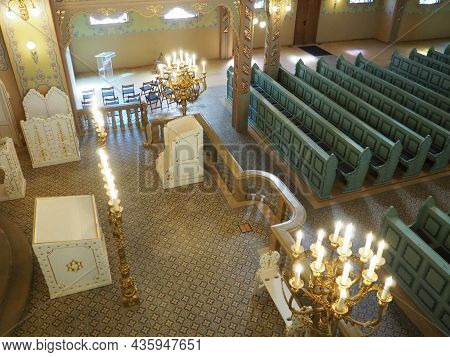 Bima, An Elevation, Usually In The Center Of The Synagogue, Where There Is A Special Table For Publi