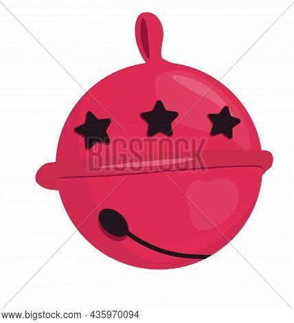 Christmas Bells Vector Stock Illustration. Red Bells. Christmas Tree Toy. Decoration Of The New Year