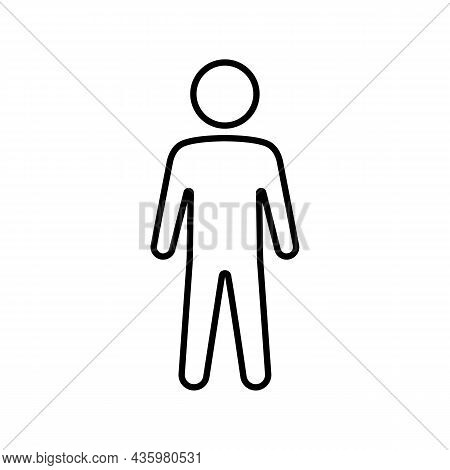 Simple Minimalistic Man Or Person Silhouette Black Line Icon. Trendy Flat Isolated Symbol, Sign Used