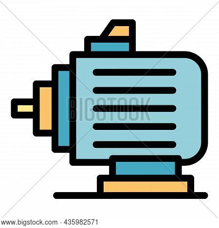 Electric Car Motor Icon. Outline Electric Car Motor Vector Icon Color Flat Isolated