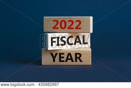 2022 Fiscal New Year Symbol. Concept Words '2022 Fiscal Year' On Wooden Blocks. Beautiful Grey Backg