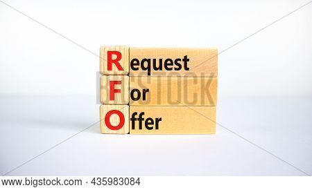 Rfo Request For Offer Symbol. Concept Words Rfo Request For Offer On Blocks On A Beautiful White Tab