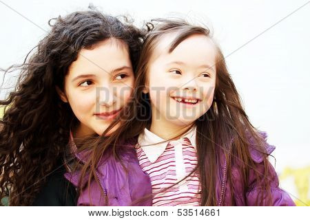 Portrait Of Beautiful Young Girls Smiling