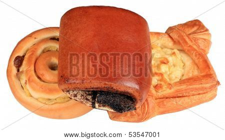 Three Small Loaf Of Bread On White Background