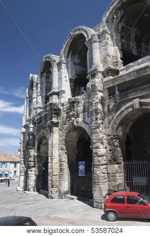 old Roman amphitheatre in Arles from Roman times