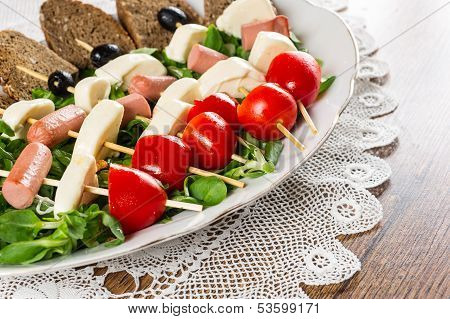 Fresh Italian Cheese And Vegetables With Bread