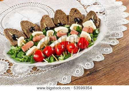 Fresh Italian Cheese And Vegetables With Bread