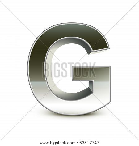 3D Silver Steel Letter G
