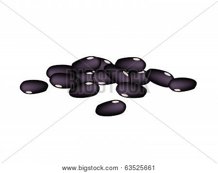 A Stack Of Black Beans On White Background