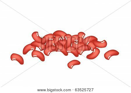 A Stack Of Kidney Bean On White Background