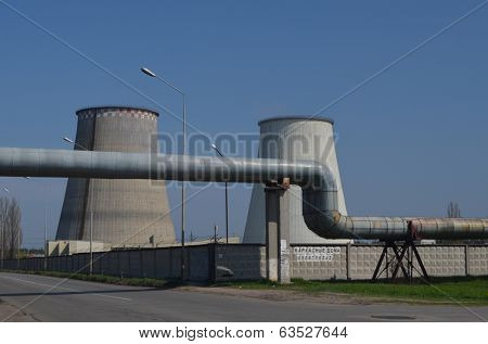 KIEV, UKRAINE -APR 18, 2014: Industrial area.Power plant .April 18, 2014 Kiev, Ukraine 