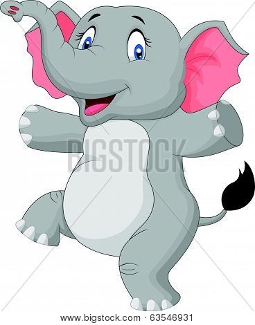 Cute happy cartoon elephant