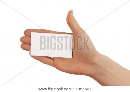 Mano con quadrato bianco bianco