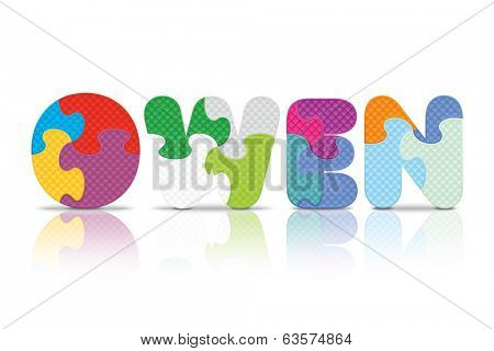 OWEN written with alphabet puzzle - vector illustration