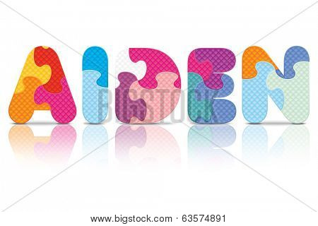 AIDEN written with alphabet puzzle - vector illustration