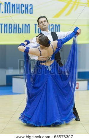 Minsk-belarus, March, 16: Yuriy Puchkov - Tatiana Puchkova Perform Senior Standard European Program
