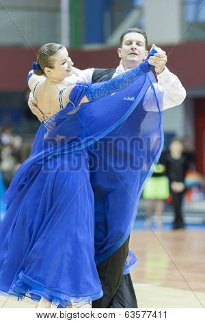 Minsk-belarus, March, 16: Yuriy Puchkov - Tatiana Puchkova Perform Senior Standard European Program