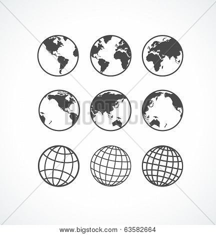 Vecrot globe icon set.