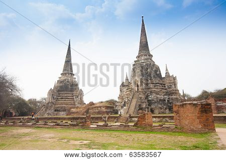 View Of Wat Phra Si Sanphet In Ayutthaya Thailand