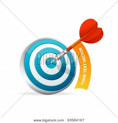 Dartboard with dart. Hitting A Target. Text banner