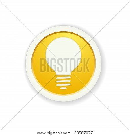 The Yellow Glossy Circle Button With Bulb Pictogram