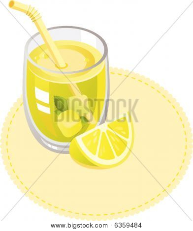 Glasset i citronsaft med skive citron