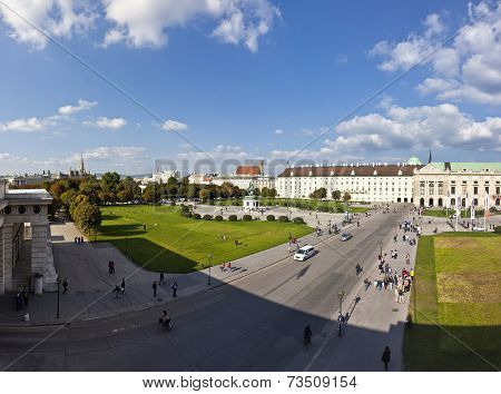 Panorama View At Volksgarten Park And The Heldenplatz In Vienna