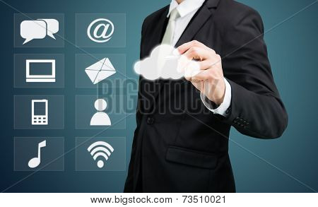 Businessman Drawing Cloud Computing Network Technology Connectivity