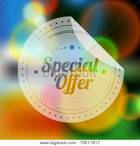Vintage sale discount Special offer label on modern blurred background