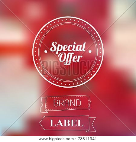 Vintage sale discount Special offer label on modern blurred background