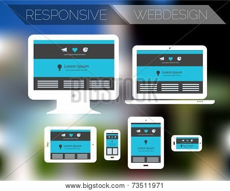 Responsive webdesign technology page design template concept
