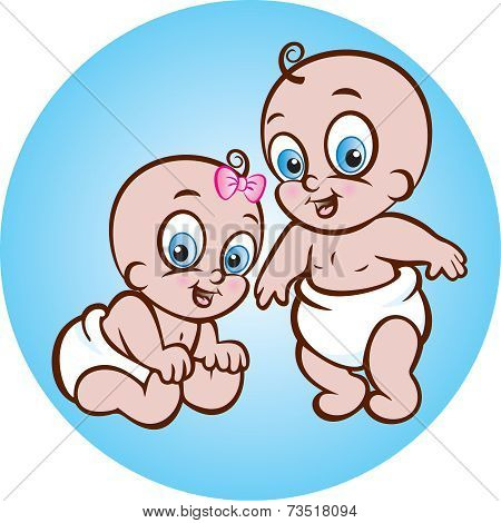 Happy Baby Boy And Girl