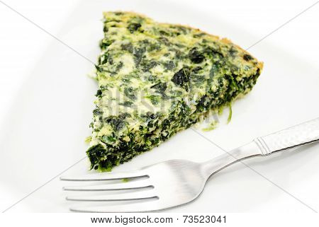 Eating Served Spinach Quiche With A Fork